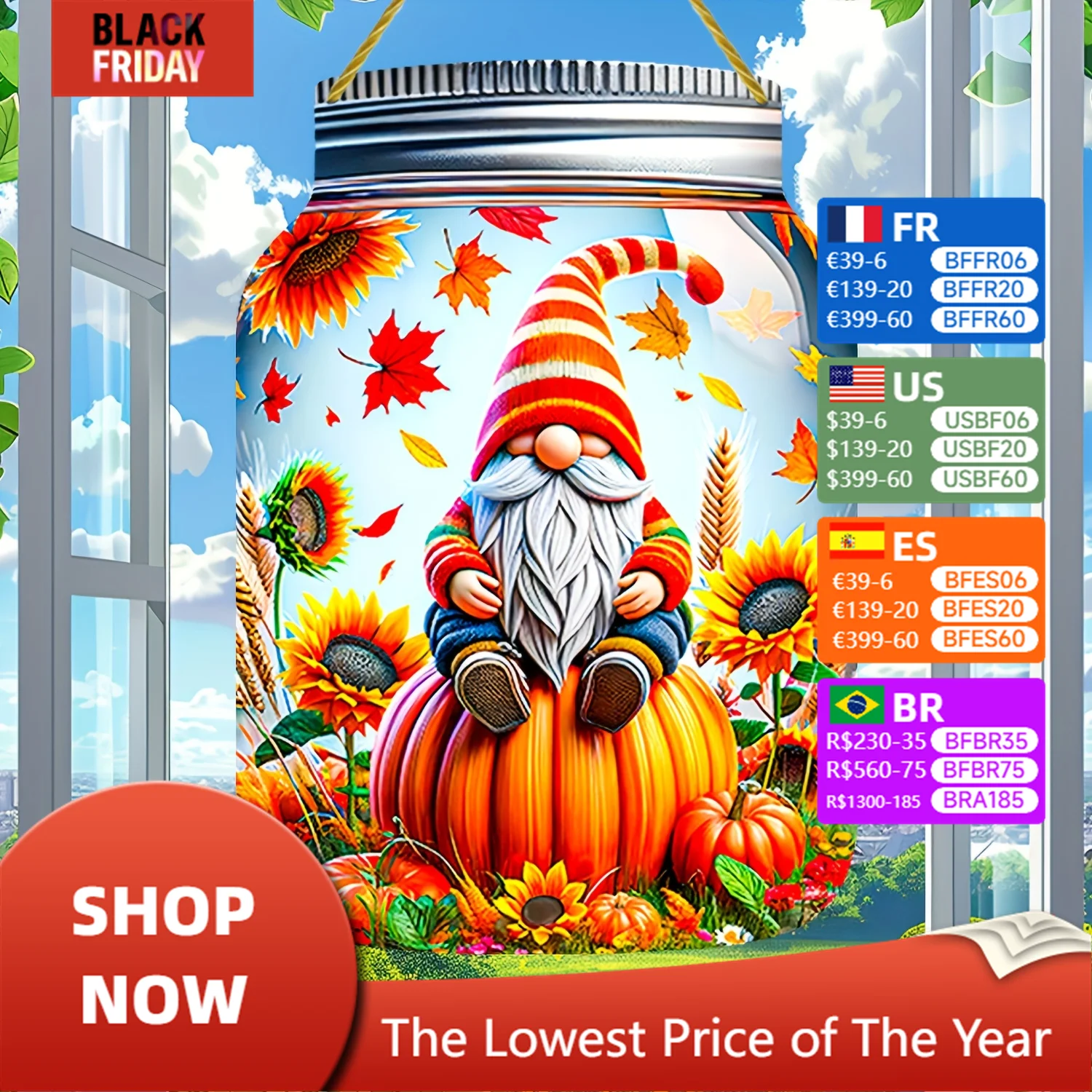 

Autumn Fun "Acrylic - Gnomes with Sunflowers,Decoration,Ideal Gifts for Autumn,Ideal for Home,Cafe and Store Shows