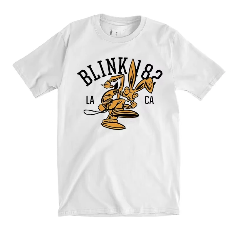 Cartoon Rabbit Blink 182 Punk Band T-Shirt Baumwolle Grafik-T-Shirt Männer Frauen Sommer Streetwear