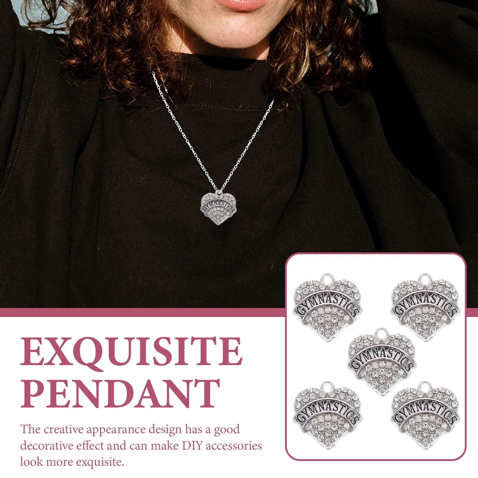 

5 шт. блестящих подвесок-сердечек для изготовления украшений своими руками, аксессуары для браслетов и ожерелий, модные товары для рукоделия, подвеска-сердечко