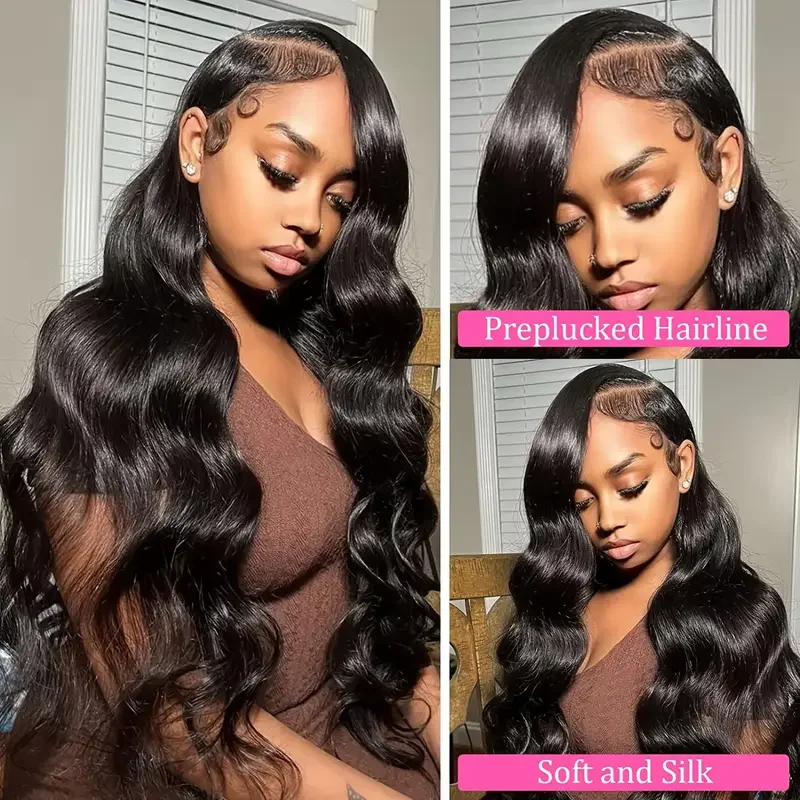 38 40 Inch Real Raw Body Wave Human Hair Wigs Black Pre Plucked 13x6 Wet And Wavy Lace Frontal Wig Human Hair HD Lace Front Wig image 3