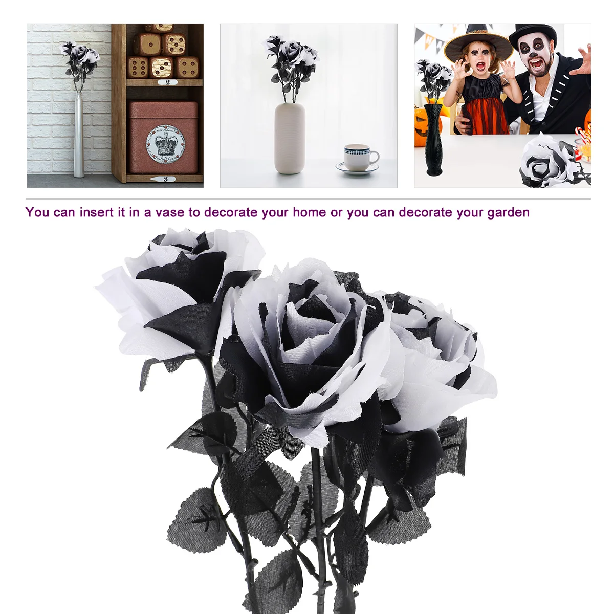 

3pcs Simulation Rose Decoration Room Ornament Wedding Party Supplies Prop Artificial Flower Home Garden
