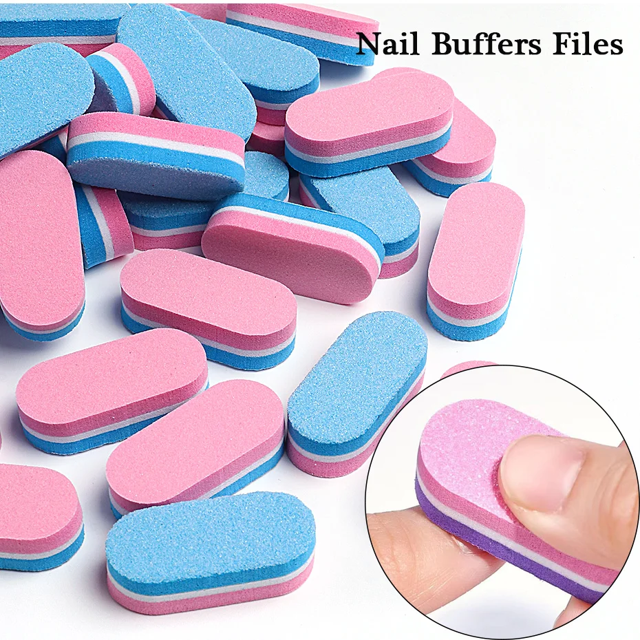 20pcs Professional Mini Nail Buffers Files Nail Art Polishing Shiner Sponges Butter Block Primer Manicure Pedicure Sanding Tools