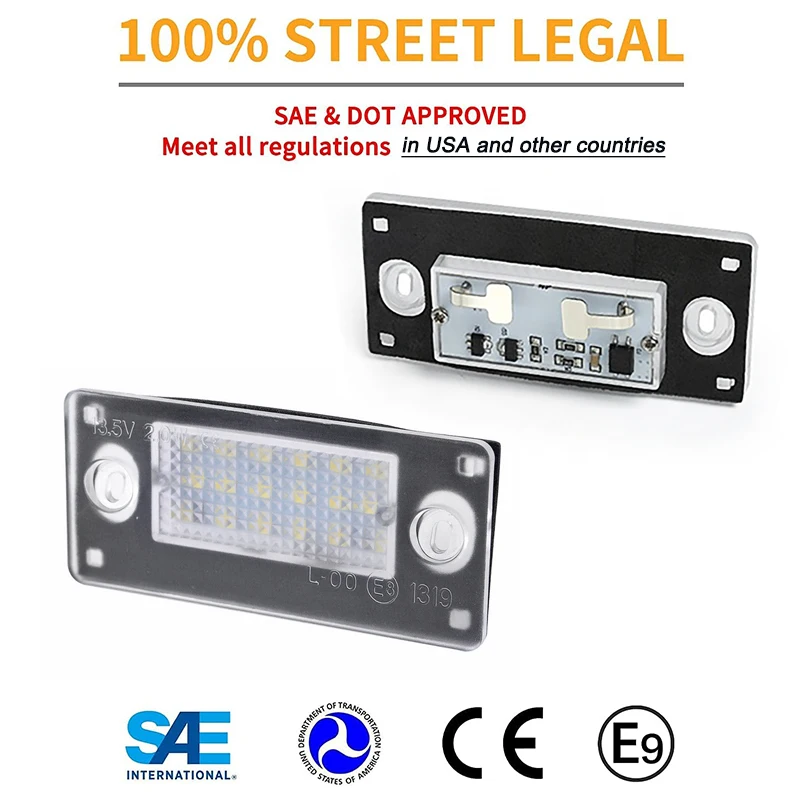 2Pcs 6000K Car LED Number License Plate Lights Lamps For Audi A3 S3 8L 2000-2003 A4 S4 B5 RS4 1999-2001 Canbus OEM#8D9943021