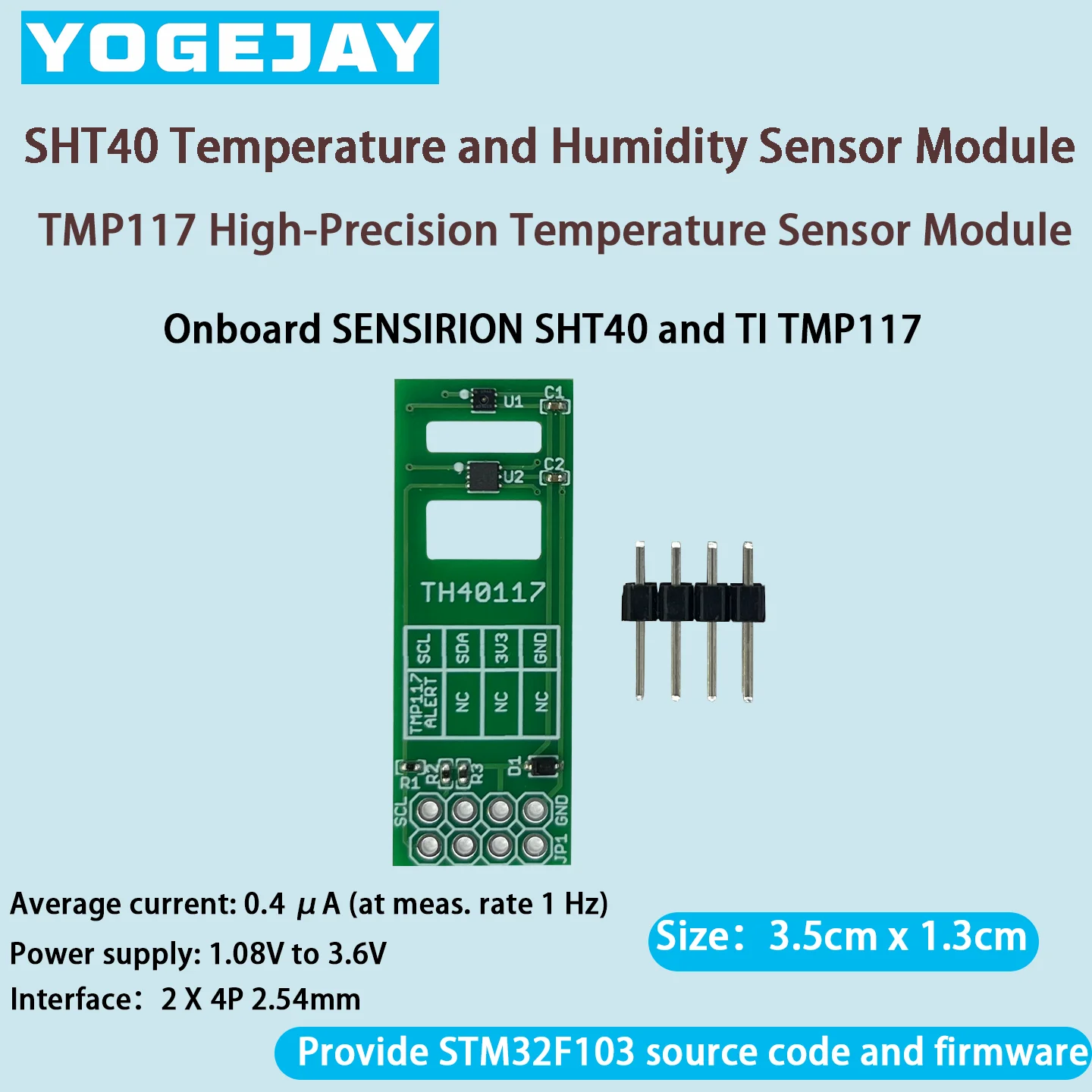 وحدة استشعار درجة الحرارة والرطوبة SHT40، وحدة استشعار درجة الحرارة عالية الدقة TMP117 #1