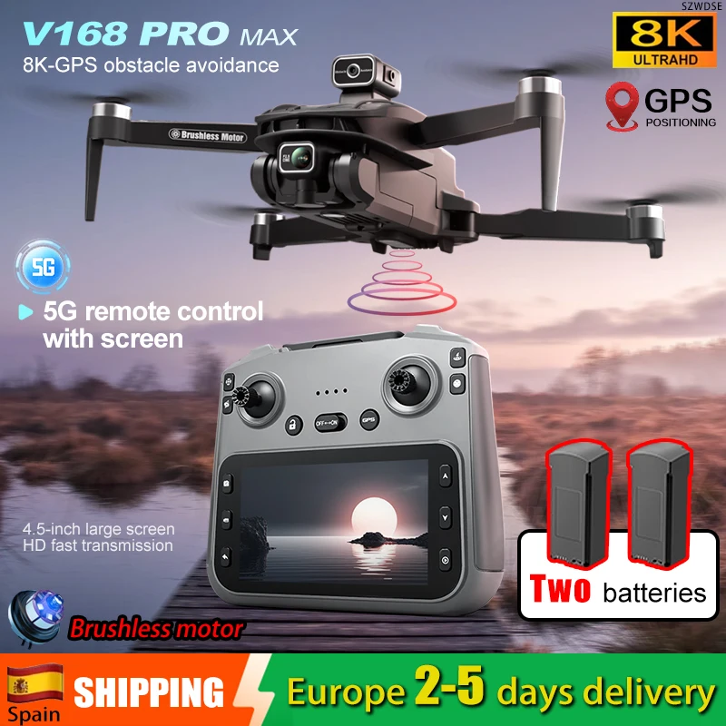 Lokale Drohne V168 MAX GPS mit 5G WiFi FPV LCD HD Dual-Kamera, Hindernisvermeidung, optischem Fluss, Hover-Funktion, bürstenlosem Motor, RTF