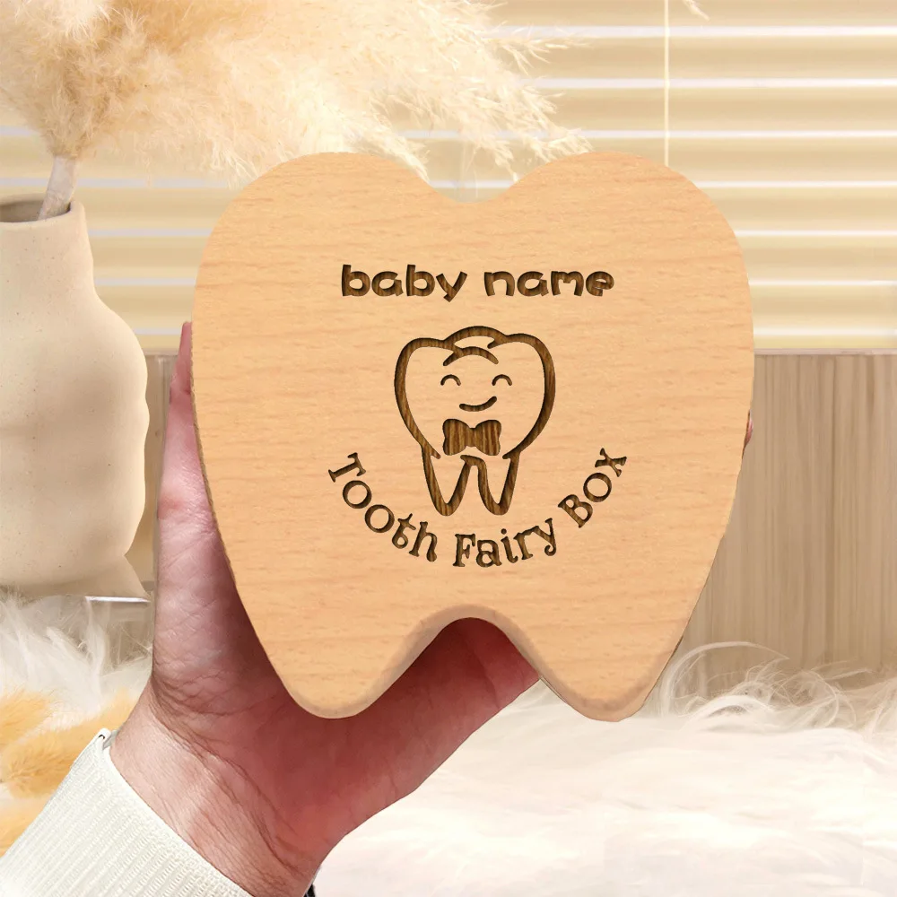 شخصية خشبية الأسنان الجنية صندوق محفورة الاطفال الأسنان صندوق تذكار هدية الأسنان الجنية حامل للأطفال هدايا الطفل الجديد #4