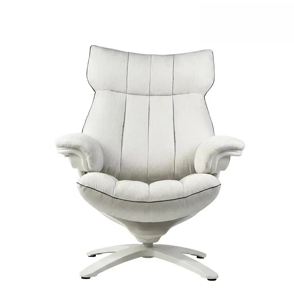 New luxury leather rocking chair with ottoman, ergonomic revolving recliner for living room