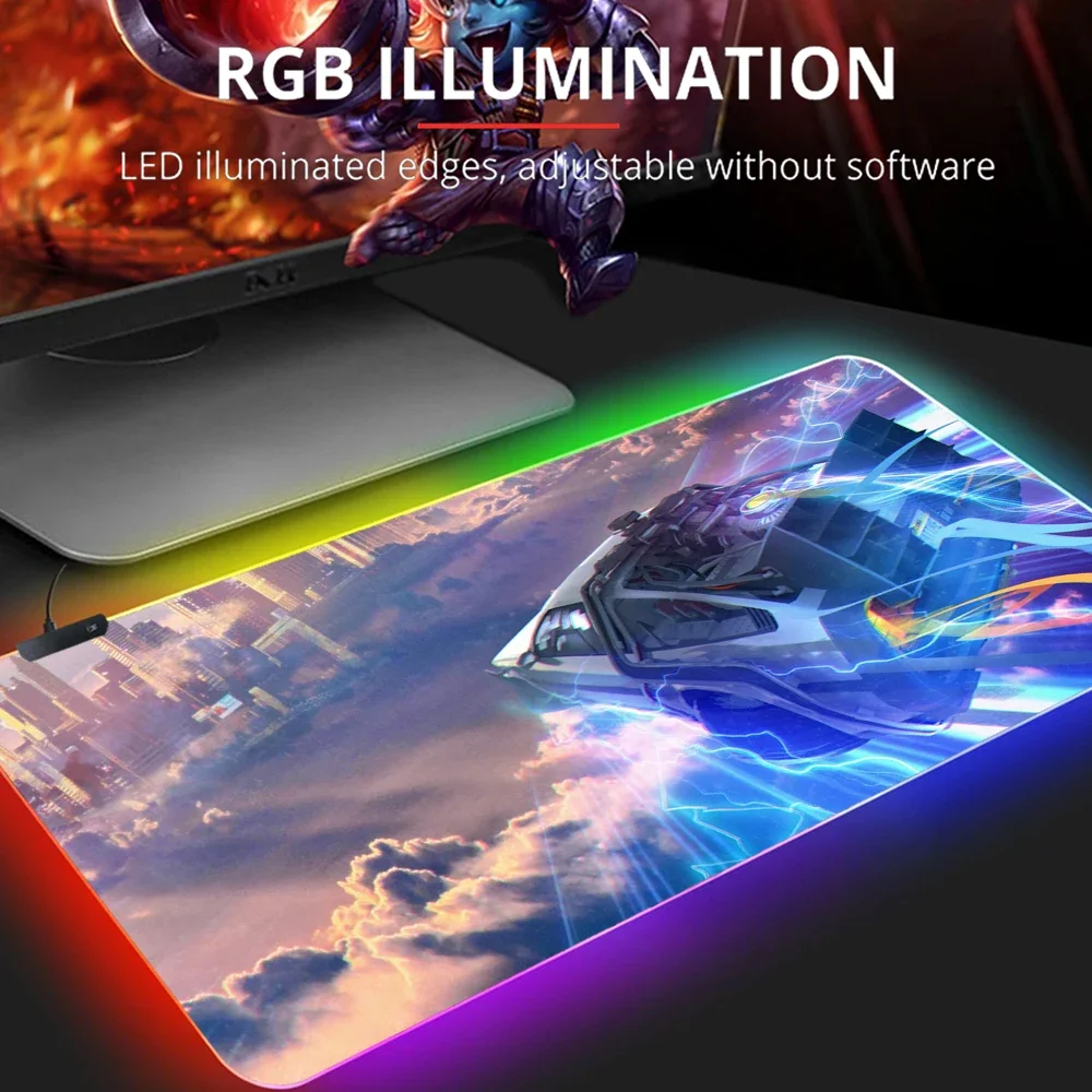 Imagem -02 - Rgb Anime Mouse Pad para Gamer Tapete Grande Grosso de Volta para o Futuro 900x400 pc Desk