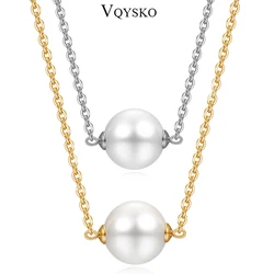 VQYSKO Elegant Freshwater Pearl Necklace Pearl Pendant Dainty Wedding Jewelry Delicate Chain 1st Anniversary Gift