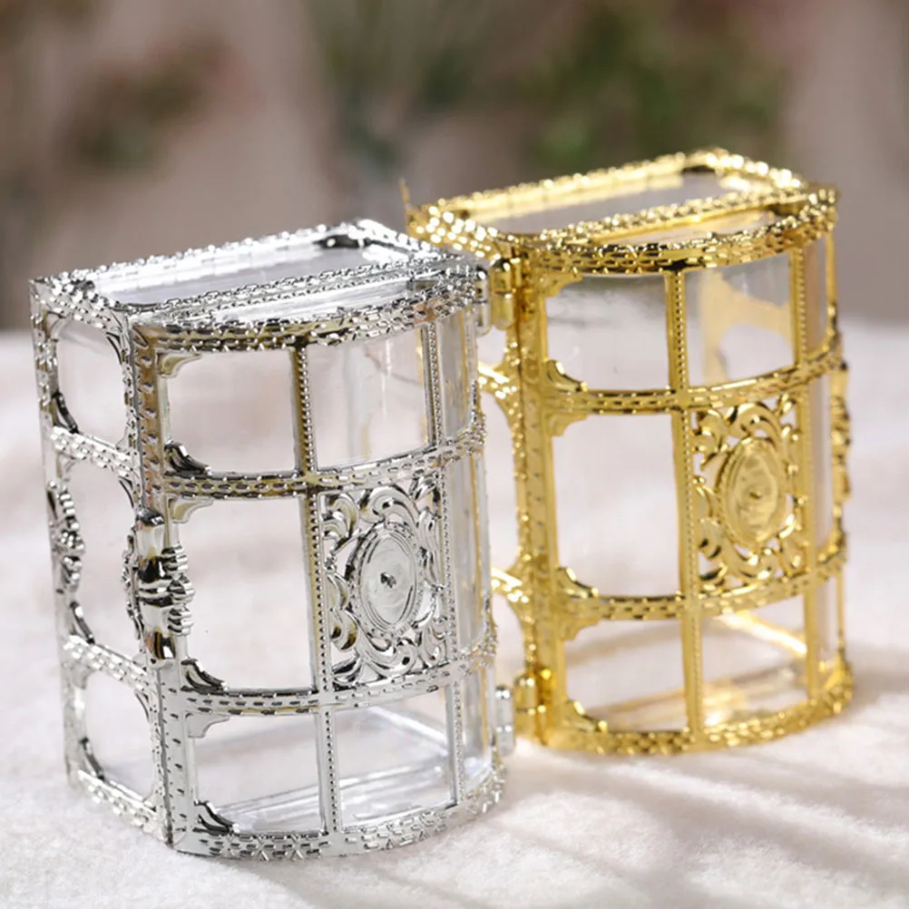 

2 Pcs Mini Treasure Box Creative Gift Case Hollow Festival Party Decoration Present Plastic Chest Shape