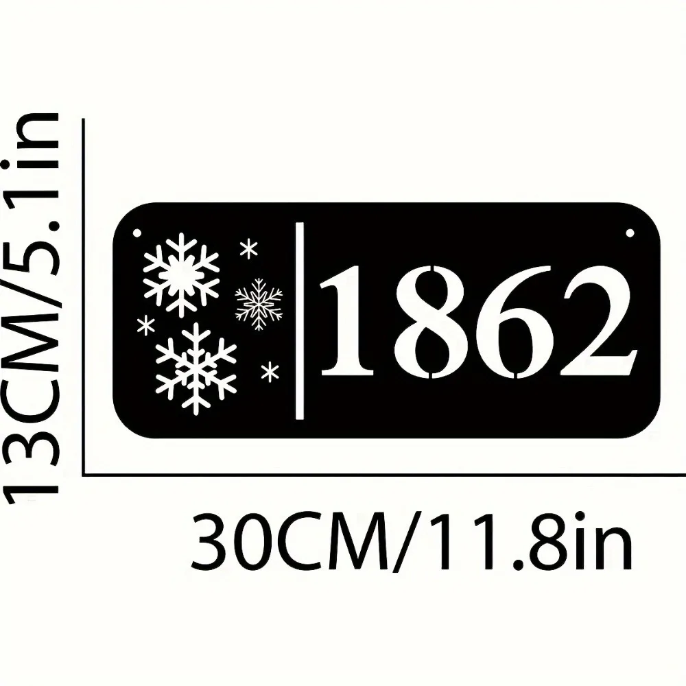 Custom Snowflake Shaped Metal Address Plaque Wall - Mounted House Number Contemporary Outdoor Adhesive - Backed Garden Lawn Sign