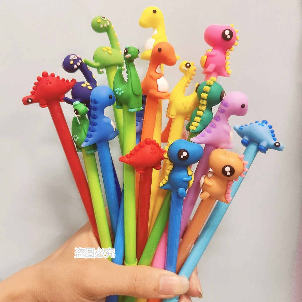 30Pcs/Lot Creative Cute Cartoon Dinosaur Gel Pens Kawaii Office 0.5mm Black ink Signature Pen Student Learning School Stationery