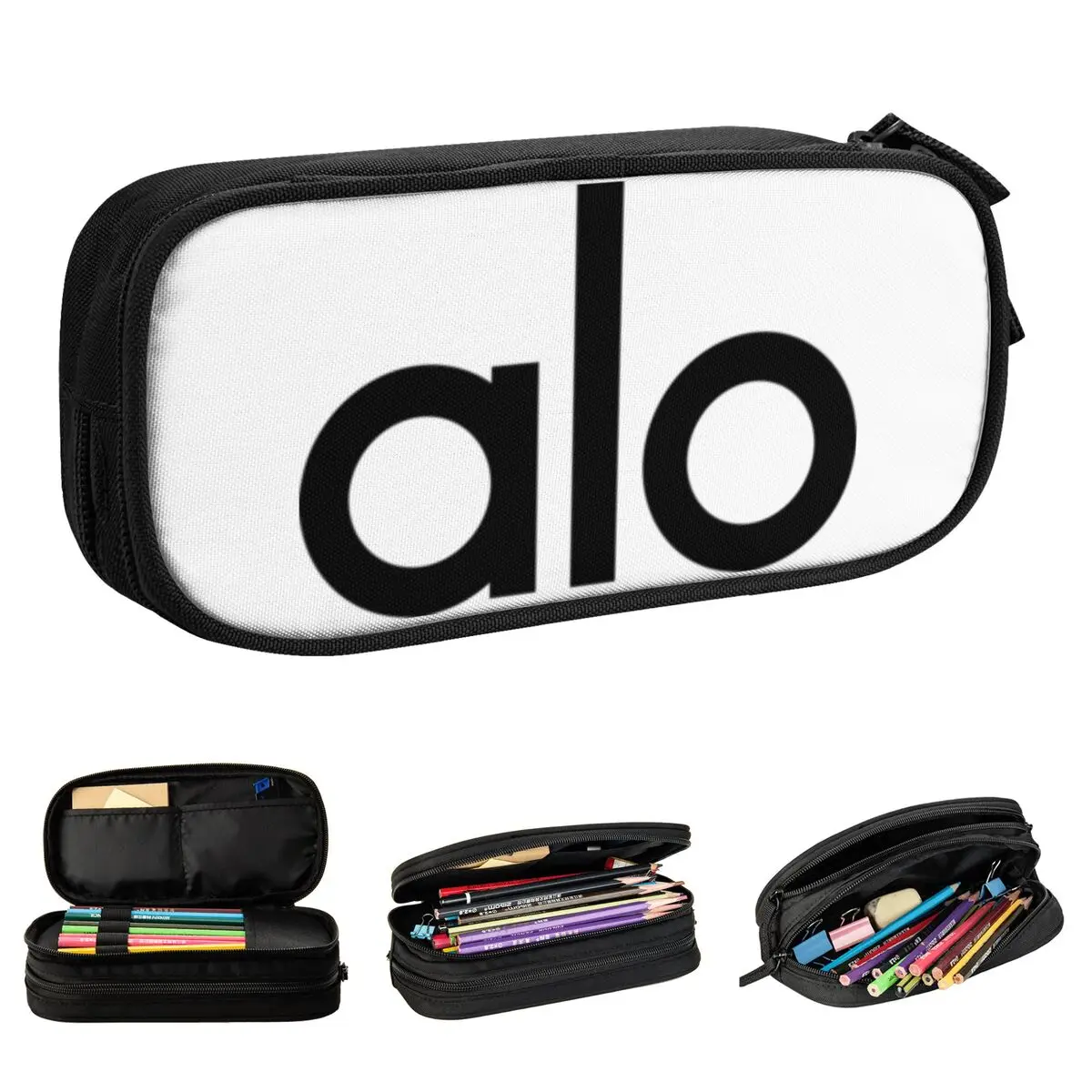 alo logo pencil case para estudantes pen holder bags para estudantes grande armazenamento caixa cosmetica classico 01