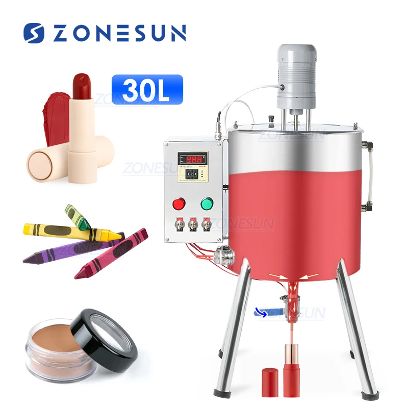 ZONESUN Lipstick Heating Stirring Filling Machine With Mixing Hopper Heater Tank Hot For Chocolates Crayon Handmade Soap Filler