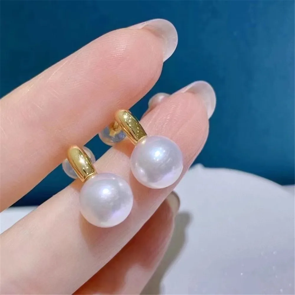 

DIY Pearl Accessories S925 Sterling Silver Earrings Empty Gold Silver Earrings Fit 8-11mm Round Beads E121