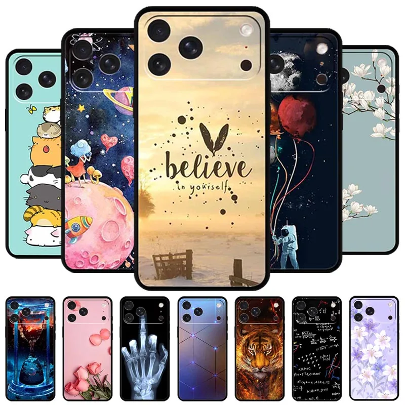Capa para iPhone 17 Pro, Capa Protetora Macia Preta com Bumper, Capa TPU Popular para iPhone 17 Pro Max, Capa para iPhone 17 Pro