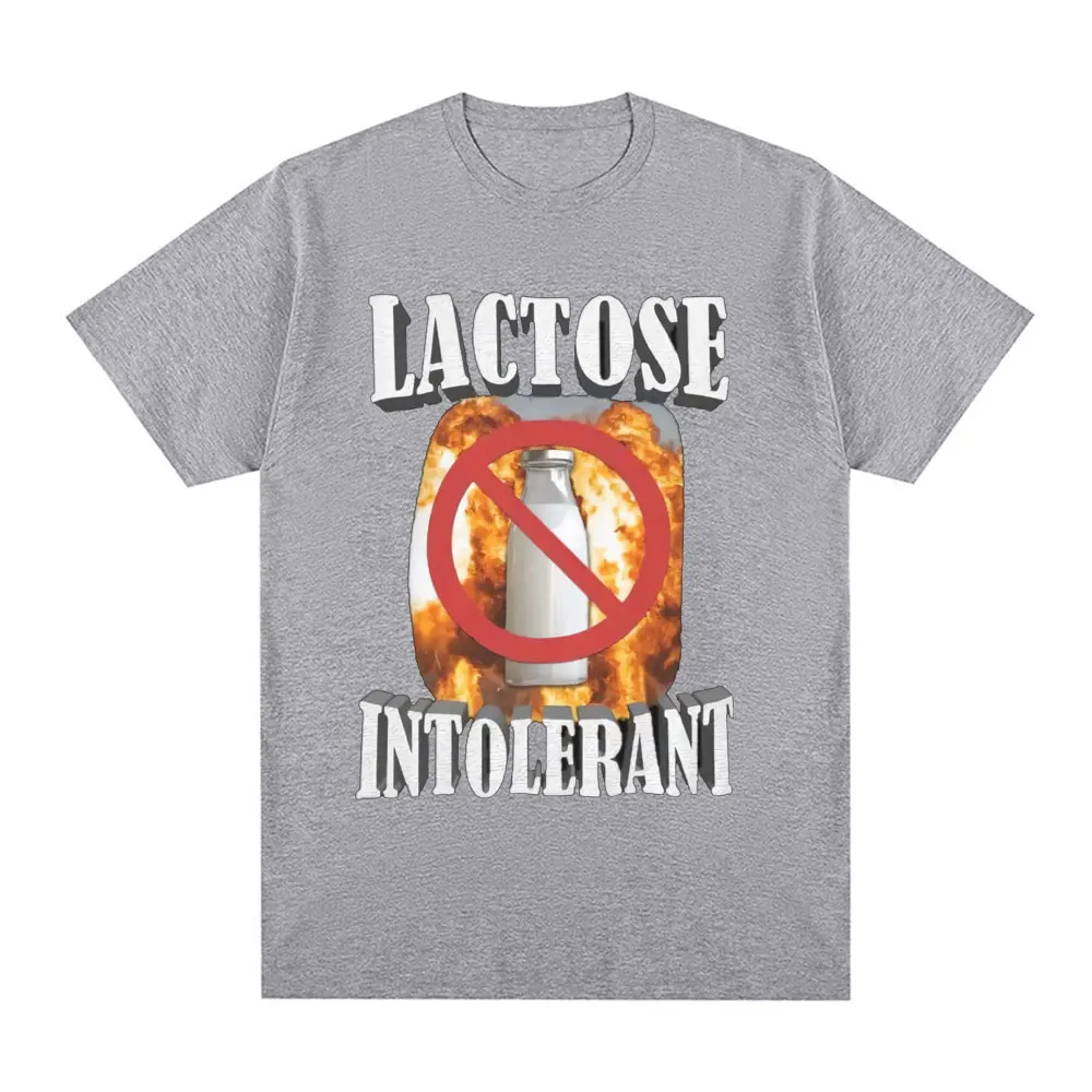 Funny Lactose Intolerant Graphic T-shirt Men\'s Clothing Fashion Hip Hop Vintage Short Sleeve T-shirts Cotton Tee Shirt Oversized