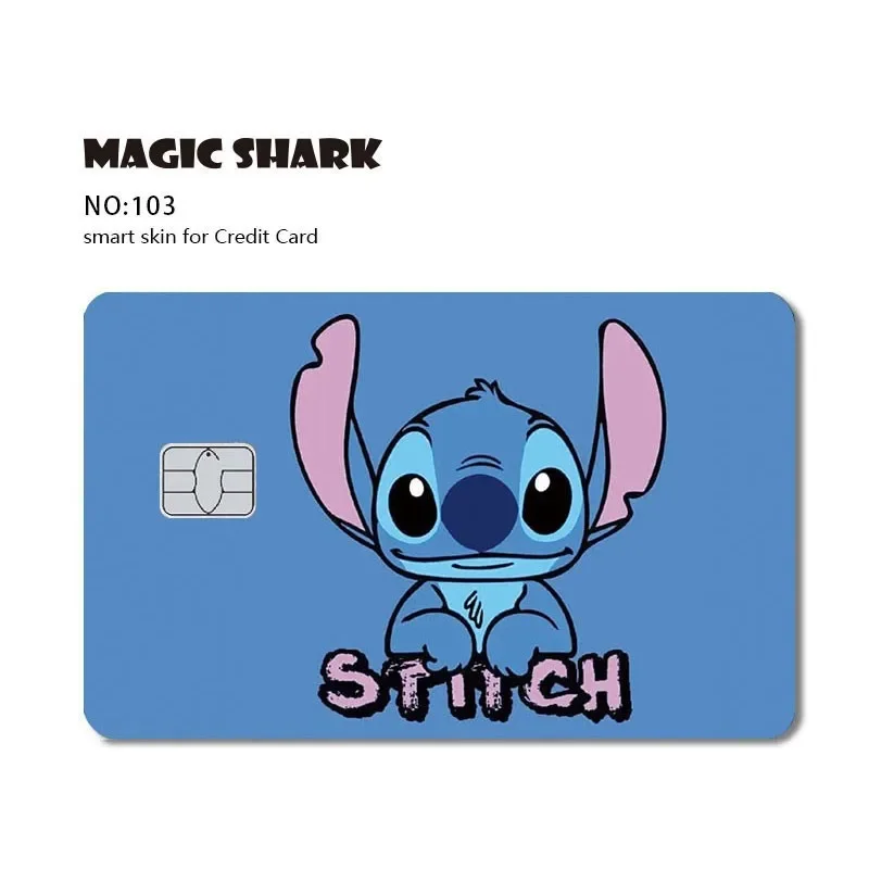 New Anime Kawaii Stitch Iron Man PVC Film Skin Sticker for Credit Debit Bank Card Metro Card Front Side