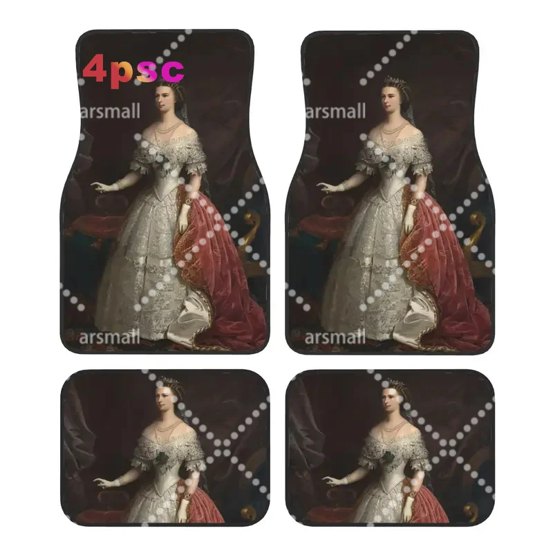 Empress Sisi Elisabeth of Austria 4PCS Crystal Velvet Car Floor Mats Set Universal Front Rear Foot Mats Floor Protection Mat