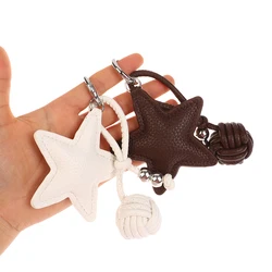 Fashion PU Leather Heart Star Keychain Women's Bag Charm Pendant Pentagram Car Keychain Handbag Hanging Decoration Couple Gift