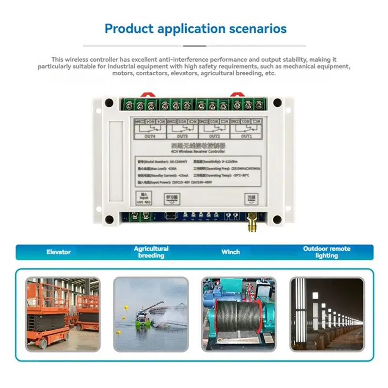 [LXYA68Z!] Automated Equipment Remote Control+ Transmitter DC12-48V 4CH Wireless Remote Control Garage Door Switch