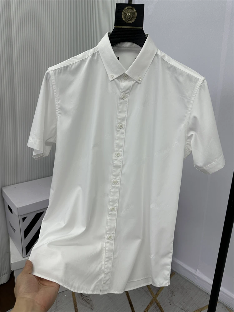 

Модная летняя гладкая, удобная, дышащая, немнущаяся повседневная рубашка для мужчин, приталенная, с коротким рукавом, для города и поездок на работу