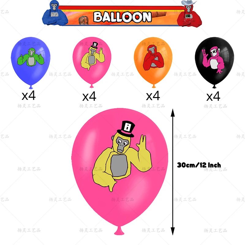 Gorilla Tag Ballon Spiel Anime König Affe Globos alles Gute zum Geburtstag Banner Kuchen Topper Spielzeug Party Dekoration liefert