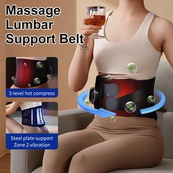 Waist Belt Massager Electric Lumbar Vibration Hot Compress Abdomen Back Massager Home Support Lumbar Vertebrae Relief Device