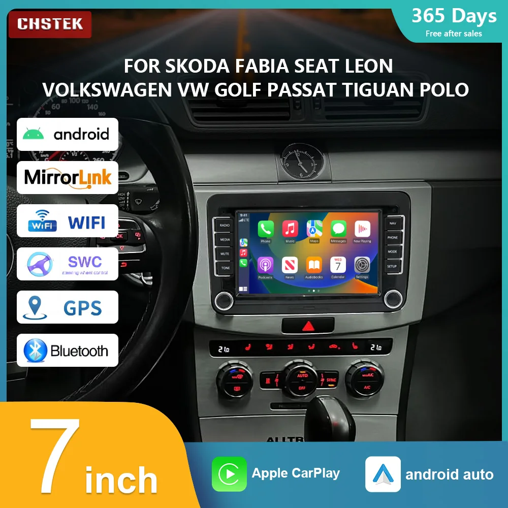 CHSTEK Car Radio Multimedia Player Android 13 CarPlay for Volkswagen Amarok Beetle Bora Caddy EOS 2006-2015 Bluetooth GPS WIFI