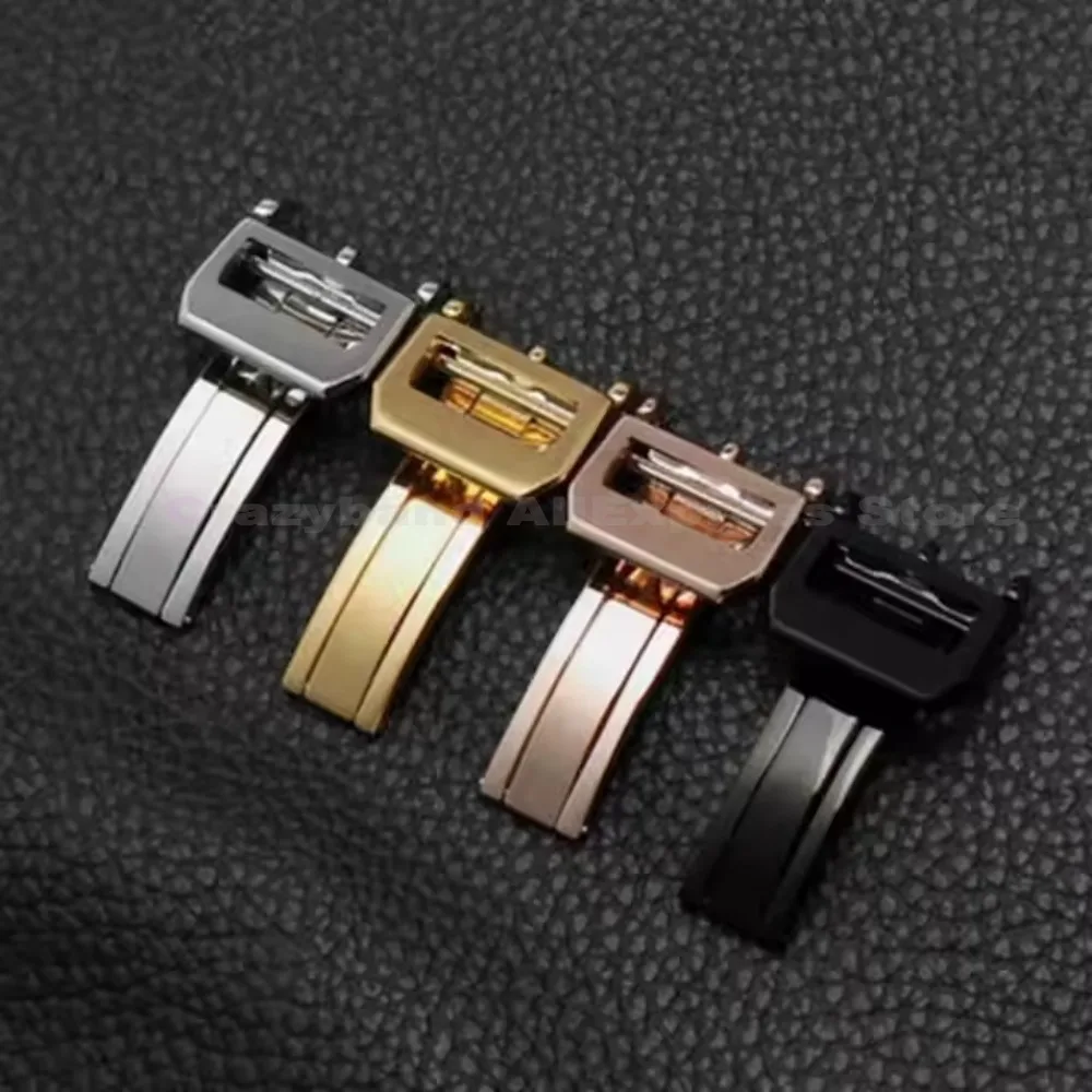316L Stainless Steel Deployment Buckle for IWC Pilot Mark Portugieser Rose Gold Rubber Leather Watchband Folding Clasp 18mm image 3