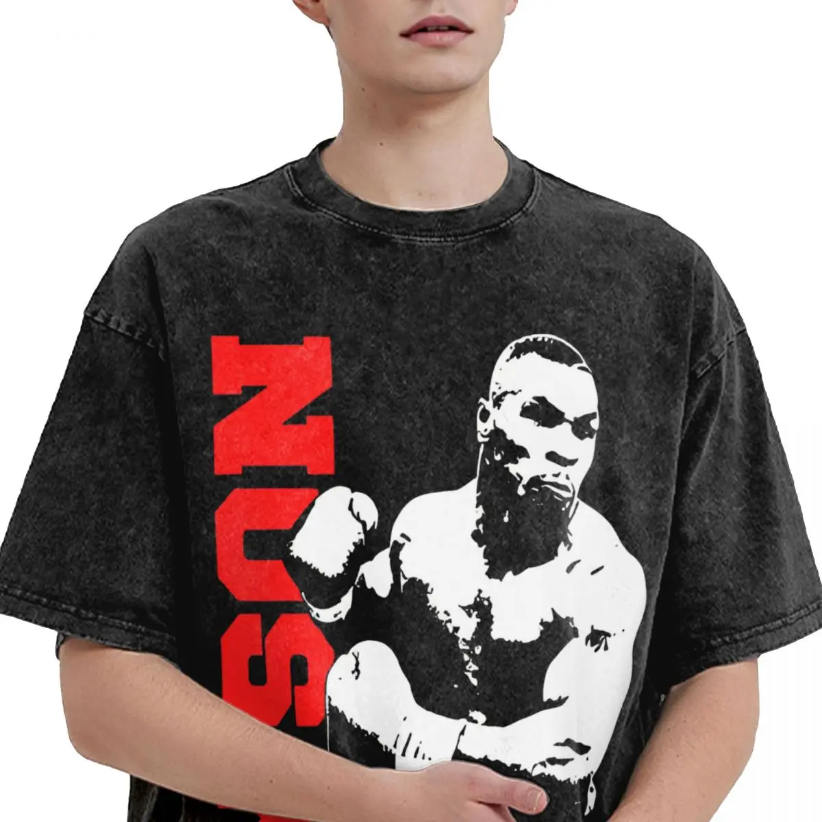 Mike Tyson Washed T Shirt Streetwear Hip Hop Novelty T-Shirts Boxing Gym Boxer Tees Tops Men Women High Street Graphic Printed