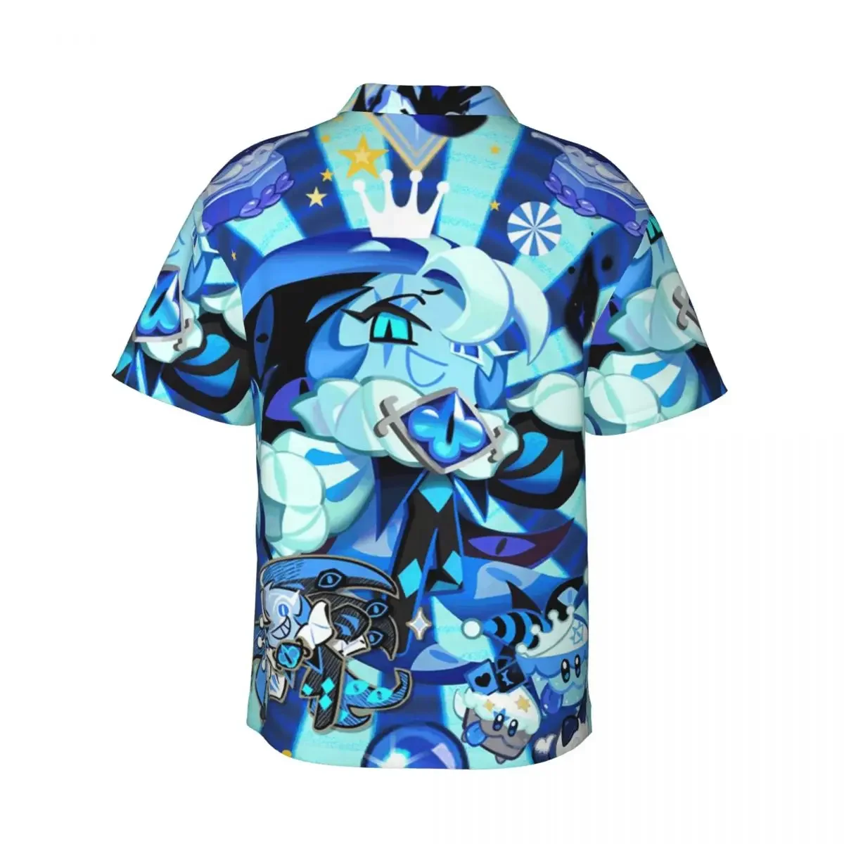 Shadow Milk Cookie Run Kingdom Men's Shirts Hawaiian Short Sleeve Shirt Casual Button Tops for Summer Beach