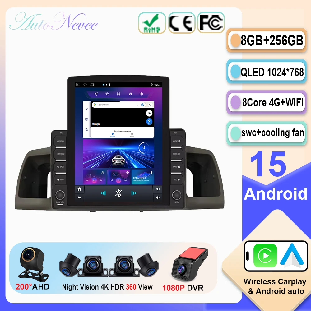 9,7 "pantalla Android 15 Radio de coche para Toyota Corolla E120 e 120 BYD F3 2007-2011 Radio estéreo de coche reproductor GPS de navegación Multimedia