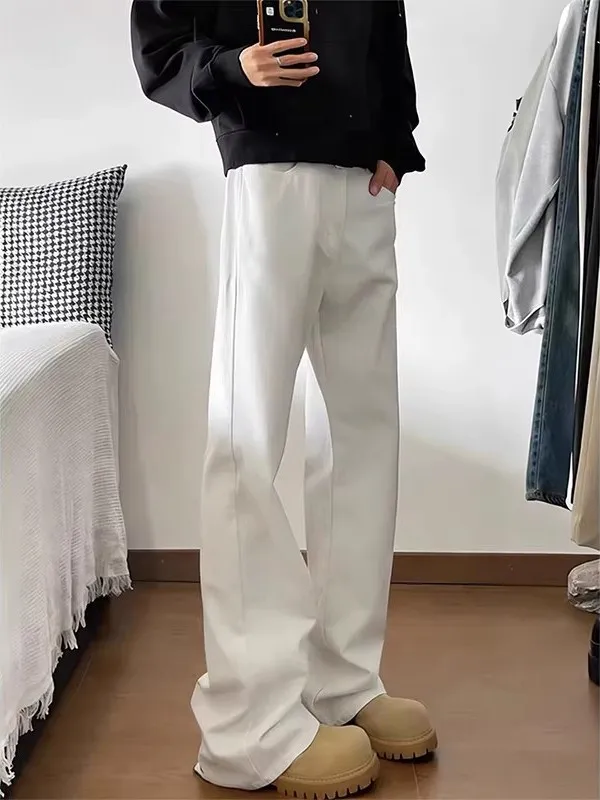 

Мужские джинсы Cleanfit с флисовой подкладкой, белые, прямые, слегка расклешенные, для осени и зимы, в стиле High Street