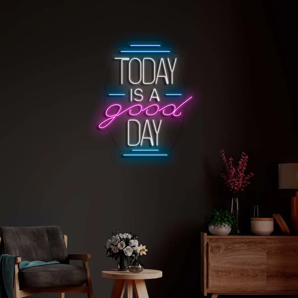 Imagem -02 - Led Neon Sign Wall Decor Sinal Personalizado Hoje é um Bom Dia Personalizado