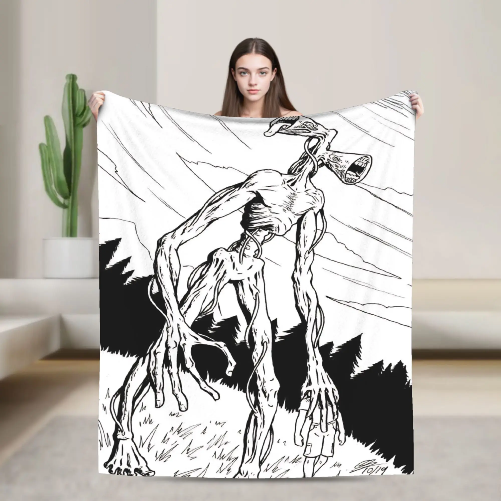 Siren Head Horror Flannel Blankets  Creative Throw Blanket for Bed Sofa Couch 150*125cm Bedspread