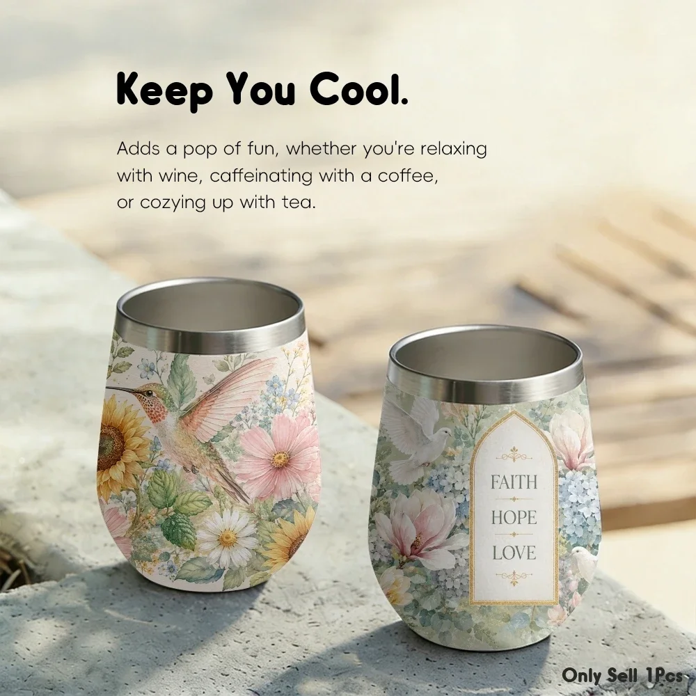 Christian Floral Design Vacuum Flasks 12oz Insulated Stainless Steel Mug with Lid Double Wall Vacuum Drink Coffee Cup Tumbler