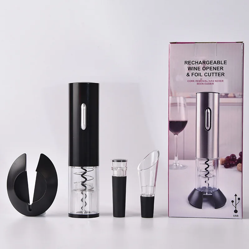 Most Popular Automatic Wine Bottle Corkscrew With Foil Cutter Kit Rechargeable Electric Wine Opener Gift Set