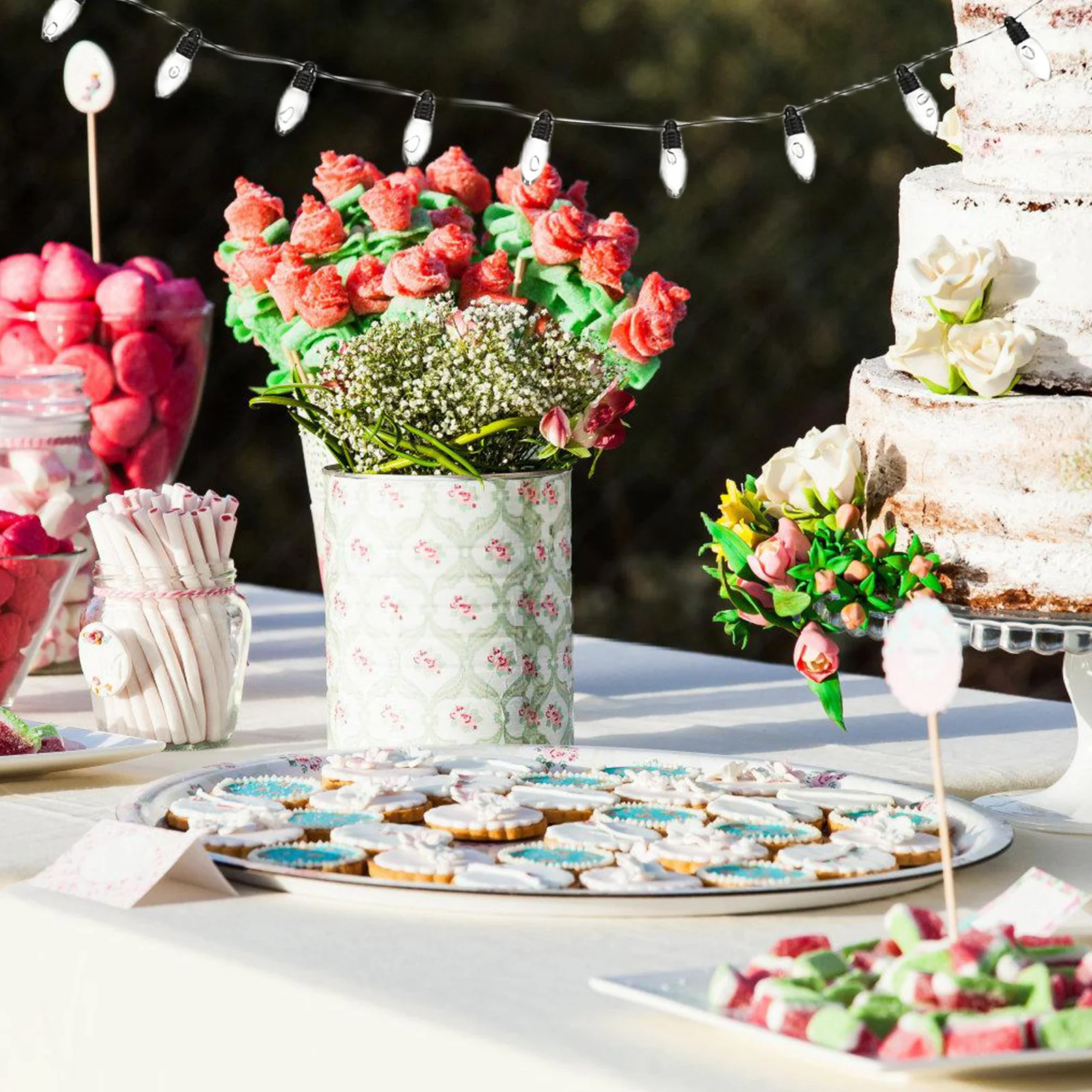 

2 Rolls Mini Vintage Light Bulb Garland Beaded Garland for Fireplace Mantle Tree Table Holiday Festival Decoration