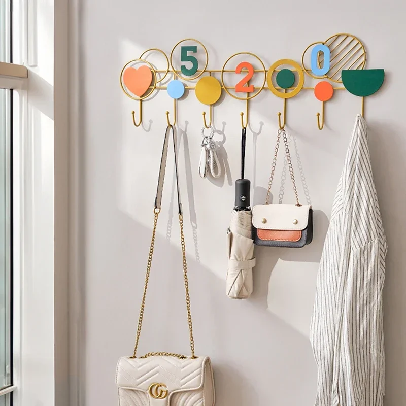 Iron Decorative Hooks, PunchFree Wall Hangers, Creative Storage Solutions, Spray Color Hangers, Uniform Design Home Decor.