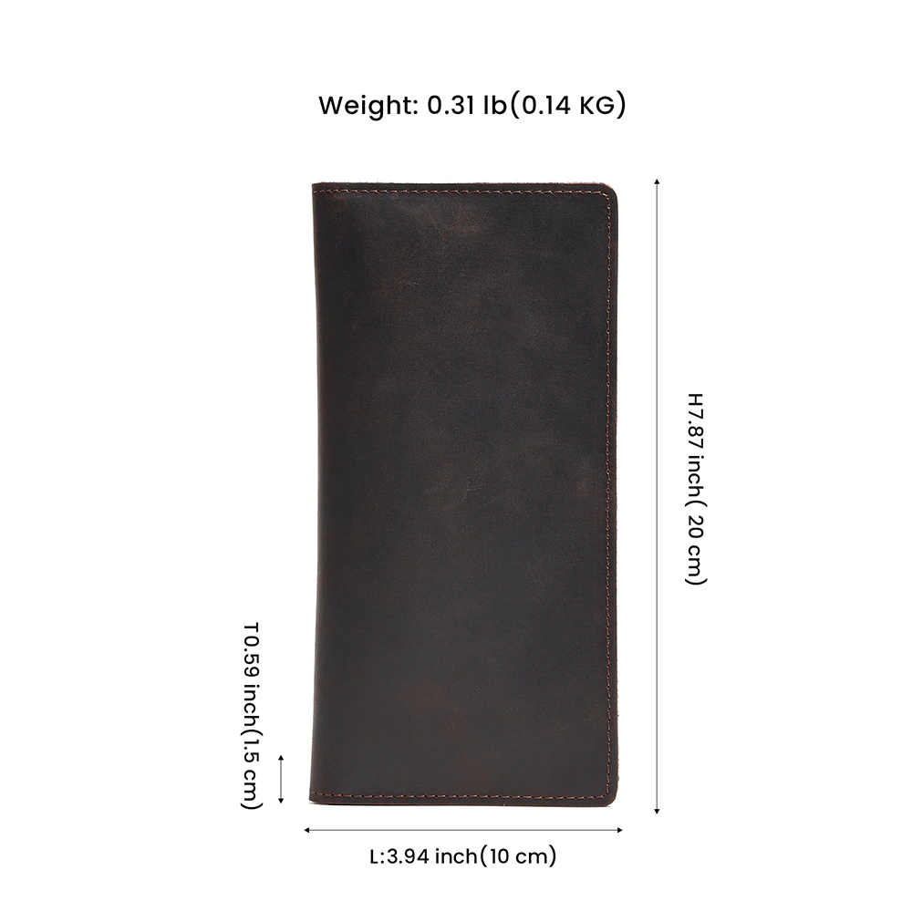 Genuine Leather Wallet Men's Vintage Long Wallet Cash Credit Card Holder Checkbook Wallet Multi Card Pocket Purse