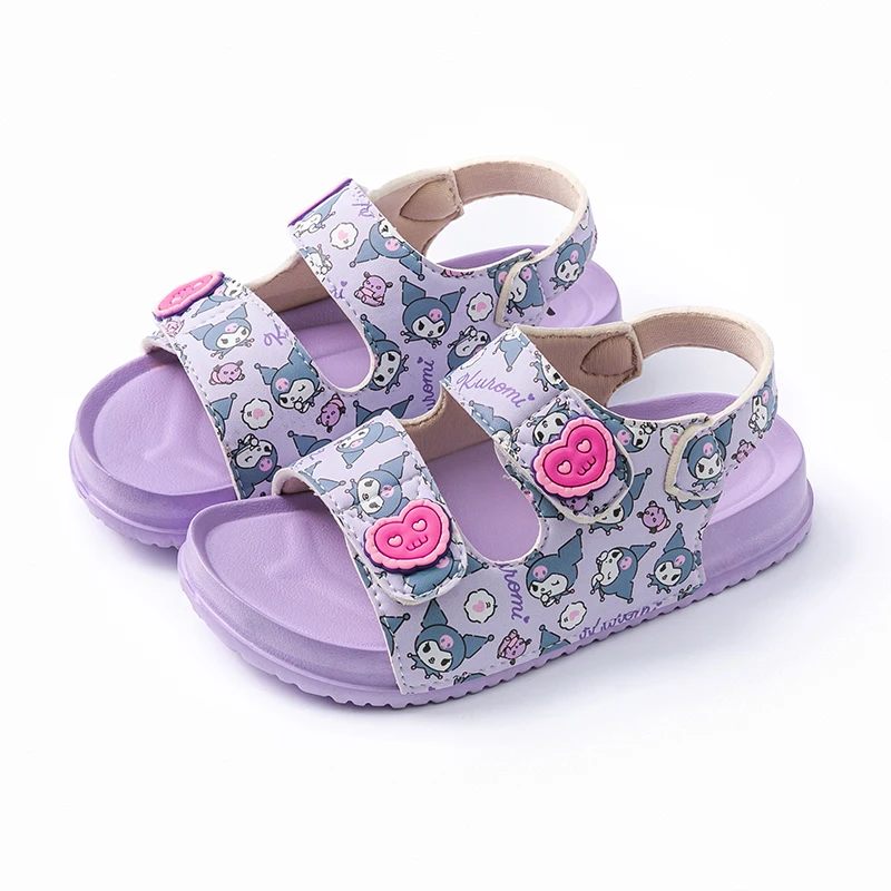 

Miniso Girls Sandals Kids Summer Sanrio Roman Shoes 2025 Party kuromi Princess Shoe Flats Non-slip Casual Girl Beach Sandal