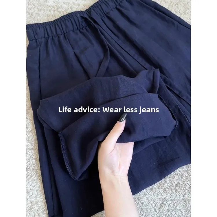 Atmungsaktive Baumwolle Leinen Elastische Taille Casual Hosen Frauen Sommer Neue Lose Abnehmen Kleine Größe Walking Hosen Gerade Bein Hosen...