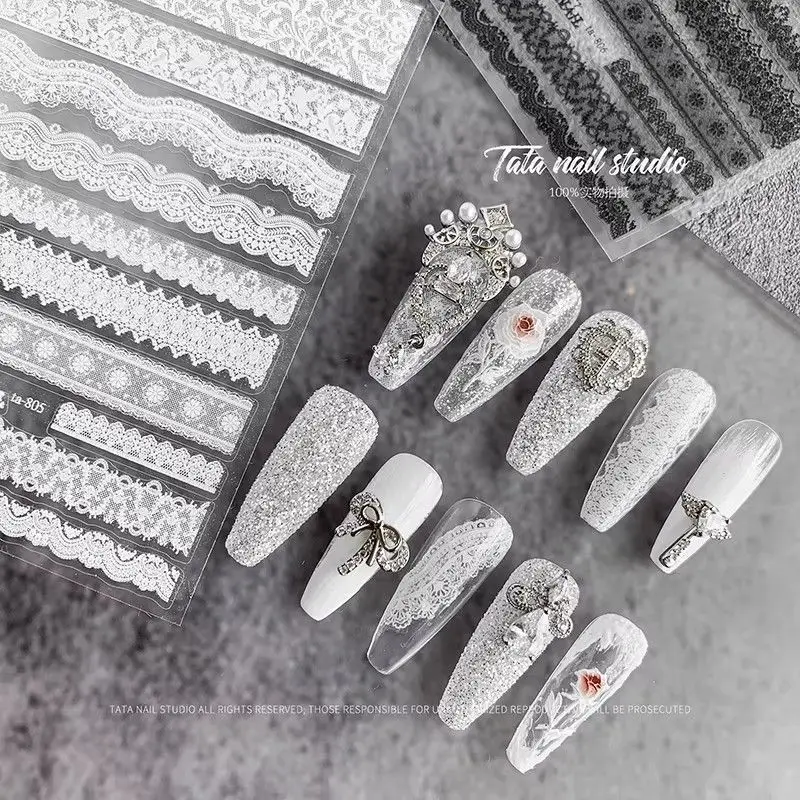 Nail Art 3D Lace Flower Silicone Mold Clear Ultra-thin Relief Template DIY Manicure Decoration Supplies
