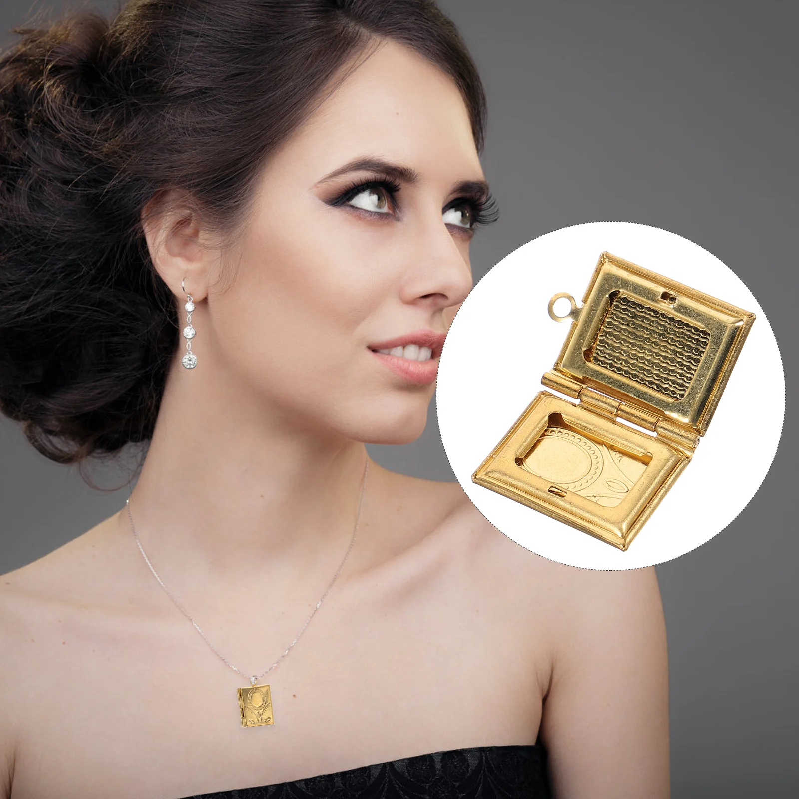 

10 Pcs Copper Book Photo Box Charms for Jewelry Making Pendant Shape Jewellery Locket Pendants Picture