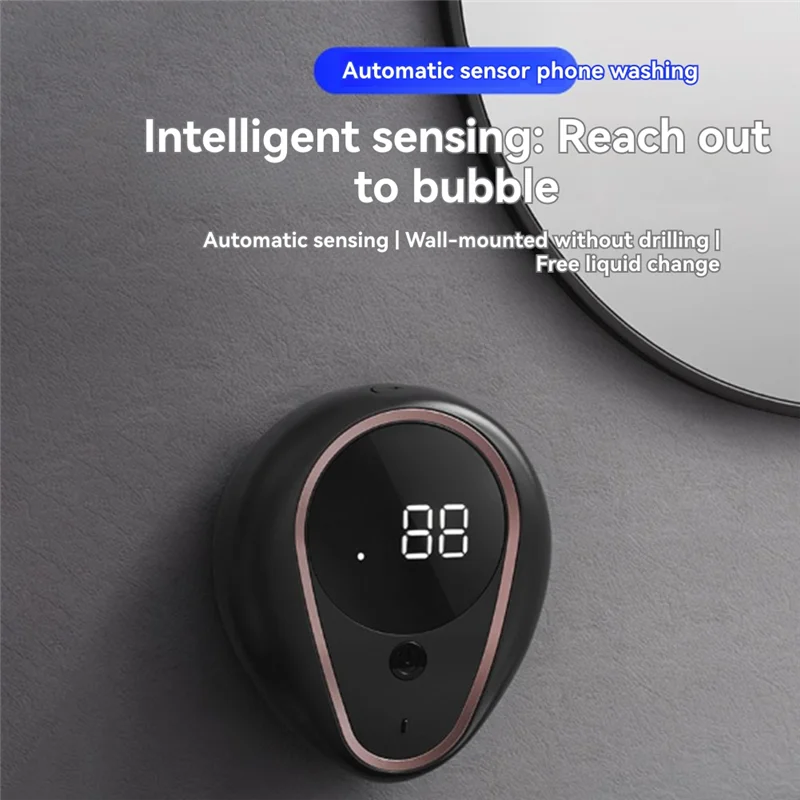 Sapone ricaricabile in schiuma 1500Mah Dispenser automatico di sapone da 300ML Dispenser di sapone per lavaggio a mano intelligente a parete
