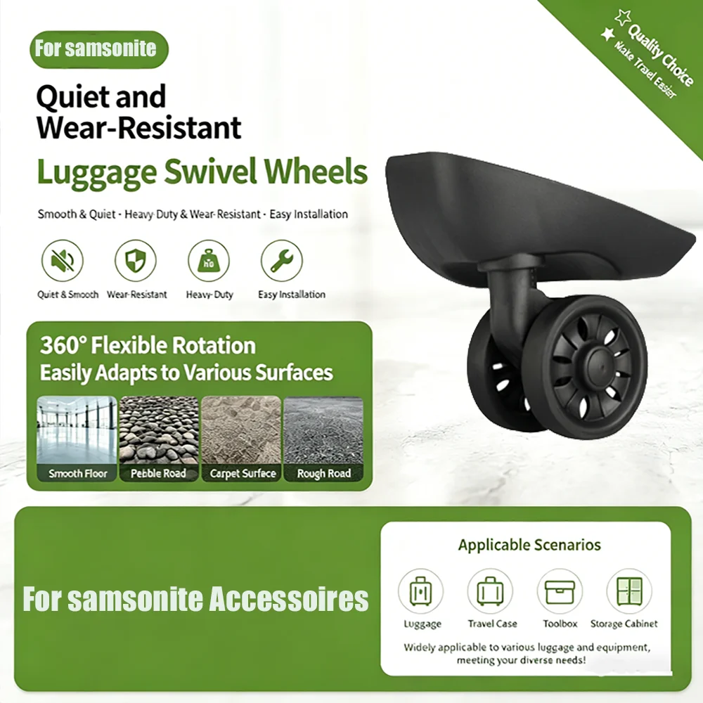 Universal Wear-resistant Replacement Wheels For Samsonite Luggage Suitcase Trolley Bag with Quiet Silent Bearing 360°  Rotation