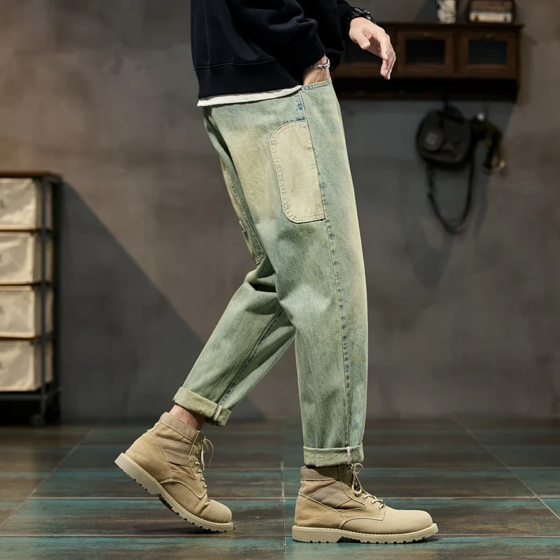 

Casual Straight Leg Workwear Harlan Jeans Men's Spring Autumn New Trend American Retro Large Size Long Trousers