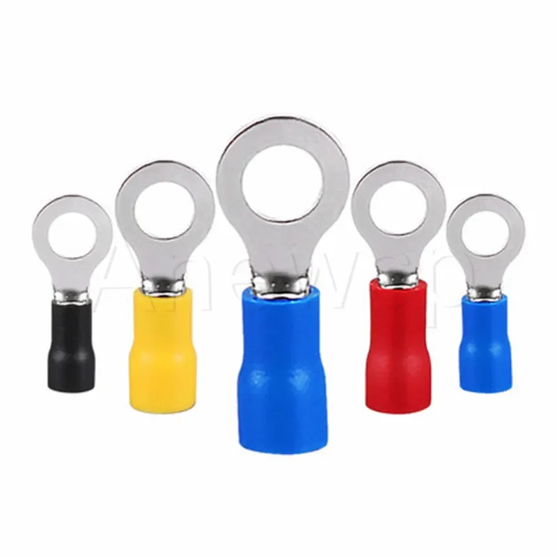 100PCS RV1.25 wire terminals circular O-type terminal line insulation terminal cold-press copper nose circular line connector