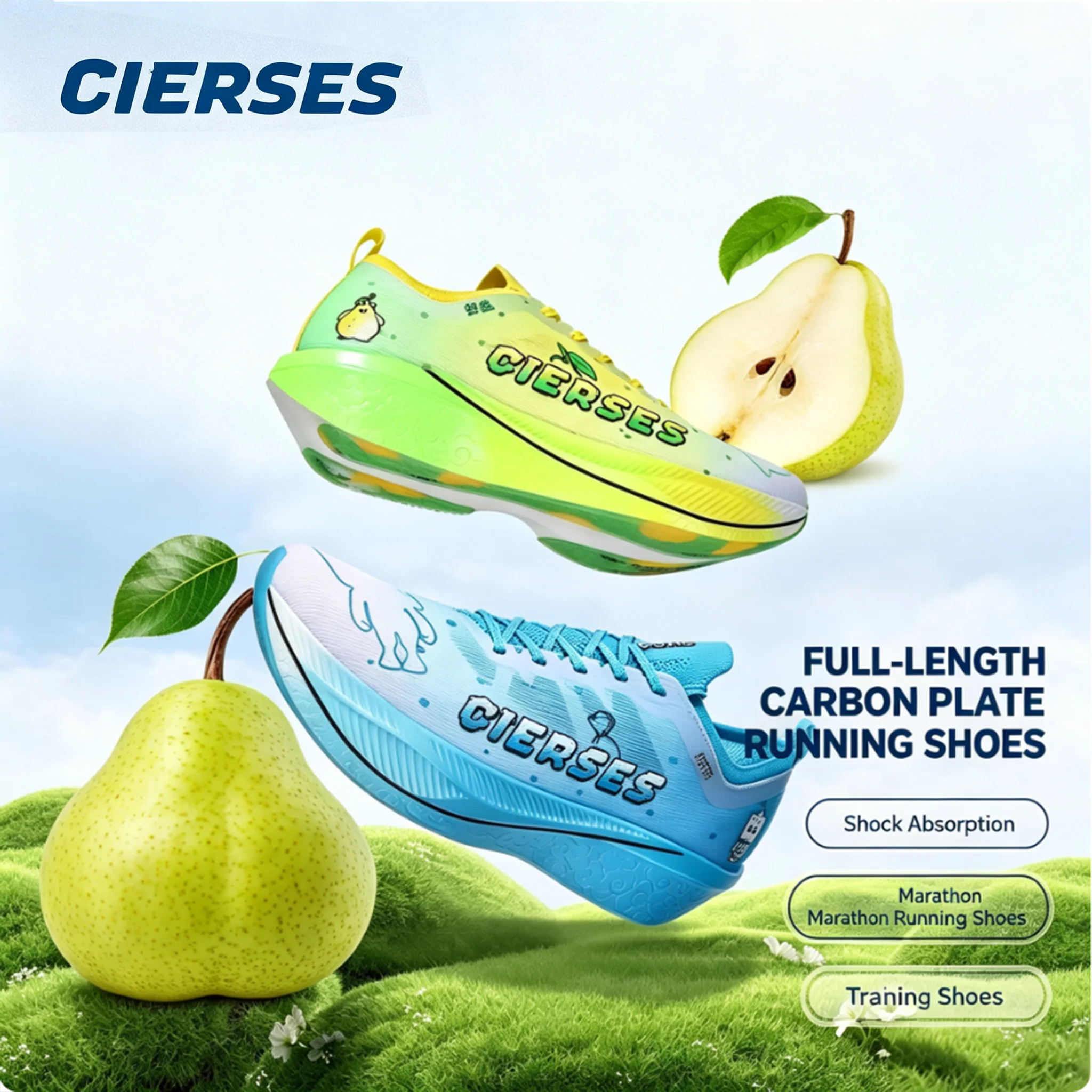 CLERSES Somersault Cloud Full-Length Carbon Plate Racing Shoes Marathon Running Shoes Lightweight Cushioning Unisex 2421-V4